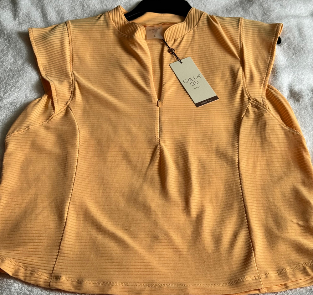 Calia Ribbed Zip Front Sleeveless Top Size L Tan